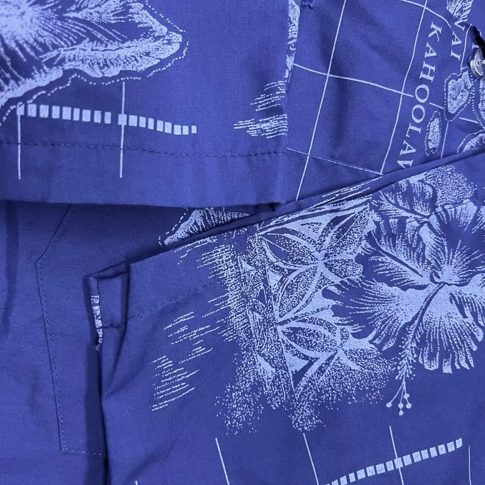 Vintage Howie Hawaiian Islands Shirt USA Made King Kamehameha Tropical Blue S M